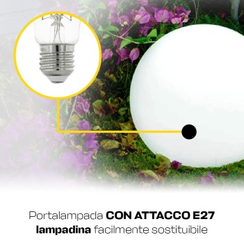 Lampada da Giardino a Sfera con attacco E27 Serie Buly 220V IP65 – Diametro da 20 a 80cm