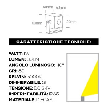 Spotlight with spike 1W 24V D40mm Garden series IP65 - Anthracite