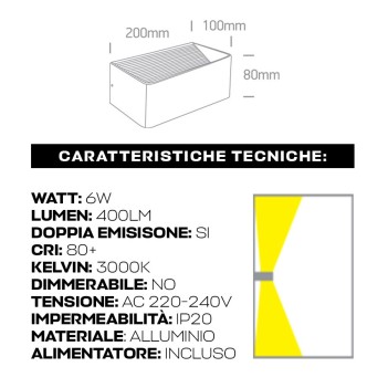 Applique da muro 6W 400lm 200mm Serie Backlight 220V IP20