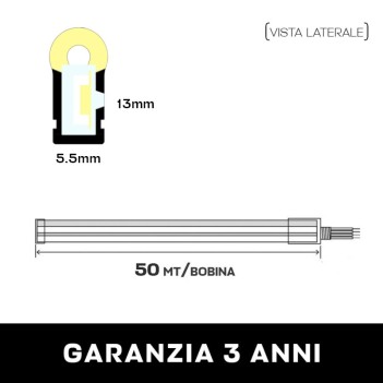 Neon Led Flessibile 50mt 350W 12V IP67 - Luce Blu Taglio