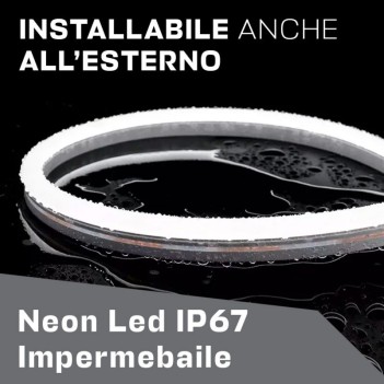 Neon Led Flessibile 50mt 350W 12V IP67 - Luce Rosso Taglio