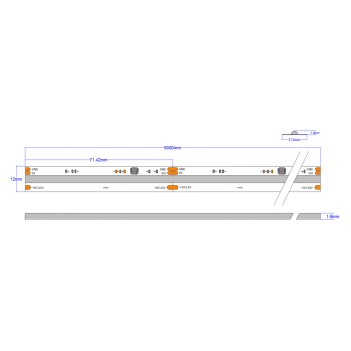 Strip Led 5m Digital COB RGB M1903B 50W DC 12V IP20 PCB 12mm 3100 Leds