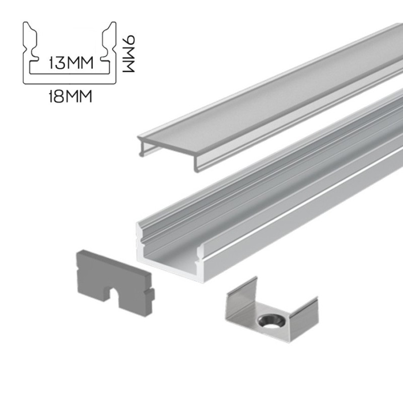 2m 1908 Perfil Aluminio Calpestabile Para Tiras Strip LED Barra Rígido 2MT