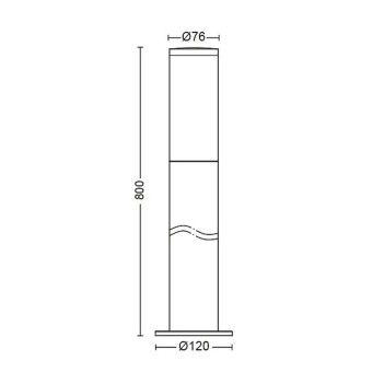 Paletto da giardino con attacco E27marca Philips 80cm 220V IP44 - Cromato