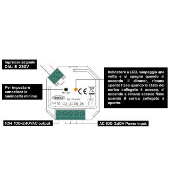 Dimmer DALI2 Uscita TRIAC max 400W DALI e PUSH Dimming - Serie SR-2303SAC-HP