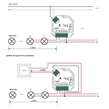 Dimmer DALI2 TRIAC output max. 400W DALI and PUSH Dimming - SR-2303SAC-HP Series