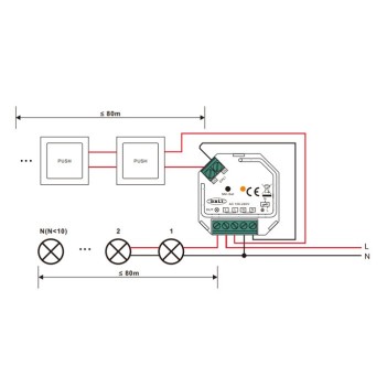 Dimmer DALI2 Uscita TRIAC max 400W DALI e PUSH Dimming - Serie SR-2303SAC-HP