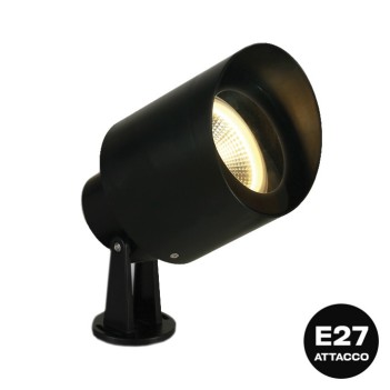 Black IP65 Garden Spike Spotlight with E27 Socket - Garden Spot en