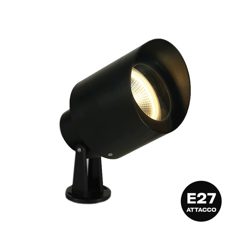 Black IP65 Garden Spike Spotlight with E27 Socket - Garden Spot en