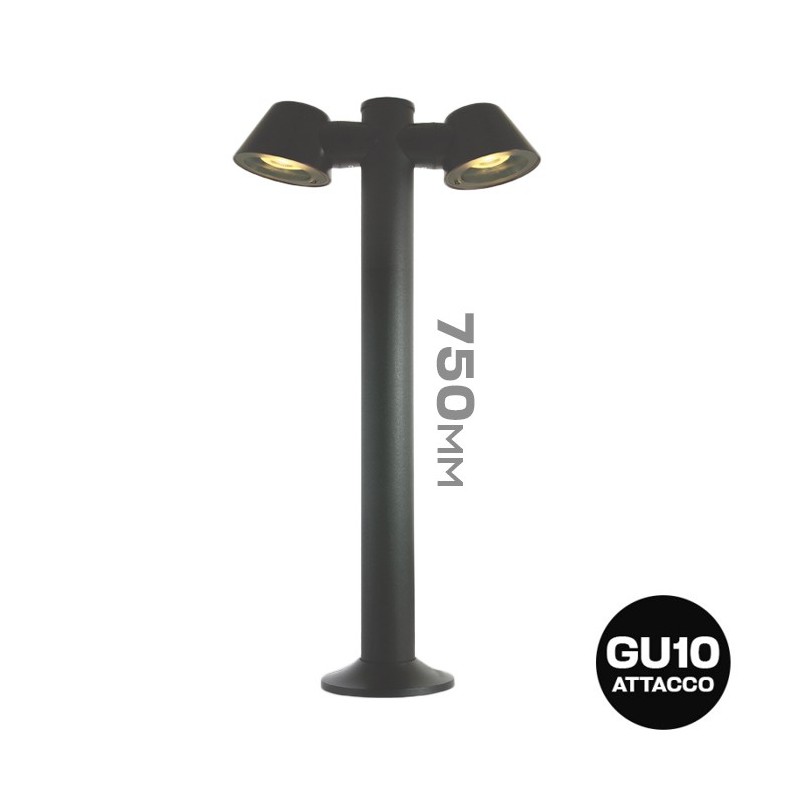 Garden Bollard with GU10 Socket Series 75cm 220V IP65 - Anthracite, 2 Light