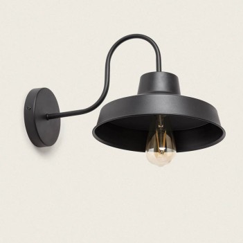 Wall-mounted sconce with E27 socket, Peony series - Black, IP23.