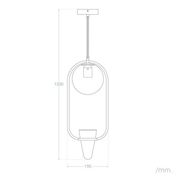 Hanging lamp with E27 socket from the Moon Series - With vase en