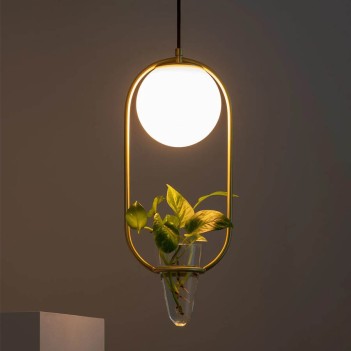 Hanging lamp with E27 socket from the Moon Series - With vase en