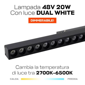 Lampada Led Grille 20W 1530lm Dual White CCT D24 436mm ZigBee + RF Smart Nero per Binario 48V MiBoxer - Serie MG2-20N-ZL