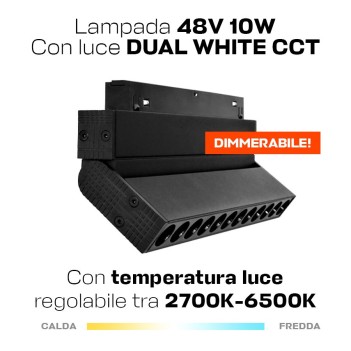 Lampada Led Grille Orientabile 10W 800lm Dual White D24 224mm ZigBee + RF Smart Nero per Binario 48V MiBoxer - Serie MG2-10F-ZL