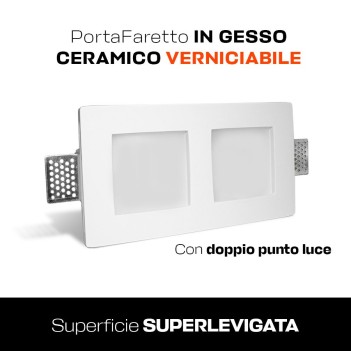 Faretto in gesso da incasso rettangolare con doppio punto luce e vetro satinato