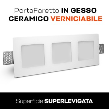 KINGLED | Portafaretto in gesso con 3 punti luce GU10 e vetro satinato