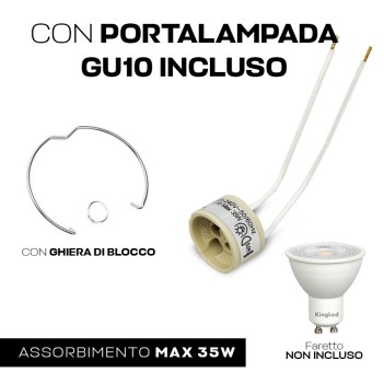 KING LED | Portafaretto in gesso conico con 3 punti luce attacco GU10