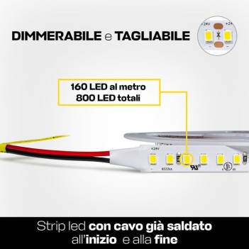 Striscia Led serie H.E. 96W 18250lm 24V IP65 PCB 10mm