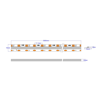 Strip Led 5m Digital COB RGB M1615 70W DC 5V IP20 PCB 10mm 900 Leds