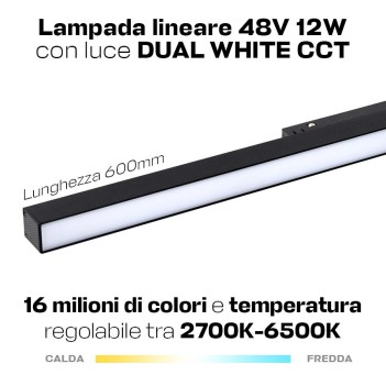 24W 1380lm DualWhite CCT 600mm ZigBee + RF Smart Black Led Lamp for 48V MiBoxer Track - MF2-24A-ZR Series