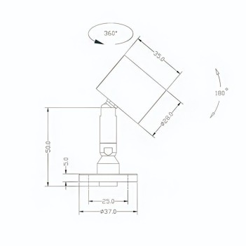 Spotlight on Stem 2.2W 12V 3000K 50MM Adjustable for Shop Windows and Display