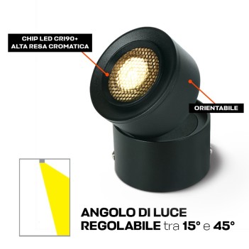 Faretto da Soffitto 15W 1500lm Angolo Luce Regolabile 15D-45D SERIE ZOOMABLE Colore Nero