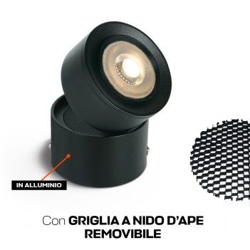 Faretto da Soffitto 15W 1500lm Angolo Luce Regolabile 15D-45D SERIE ZOOMABLE Colore Nero