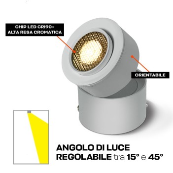 Faretto da soffitto 15W con angolo Luce Regolabile Colore Bianco