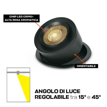 ZOOMABLE SERIES 15W 1500lm Recessed Spotlight Adjustable Light Angle 15D-45D with 98mm Hole Colour Black