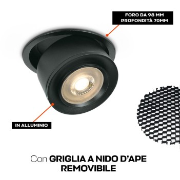 ZOOMABLE SERIES 15W 1500lm Recessed Spotlight Adjustable Light Angle 15D-45D with 98mm Hole Colour Black