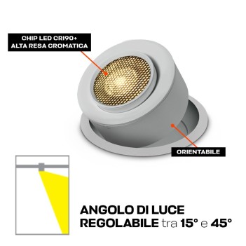 ZOOMABLE SERIES 15W 1500lm Recessed Spotlight Adjustable Light Angle 15D-45D with 98mm Hole Colour White