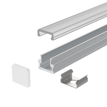 0807 Mini Aluminium Profile for Led Strip - Anodised 2mt - Complete Kit