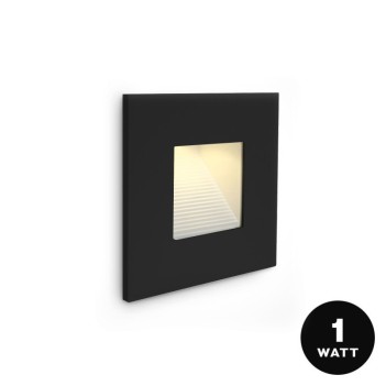 Segnapasso LED da incasso da Muro 1W 3000K 220V IP44 Colore Nero