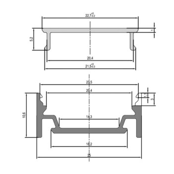 Profilo in Alluminio 2510 per Striscia Led - Anodizzato 2mt - Kit Completo