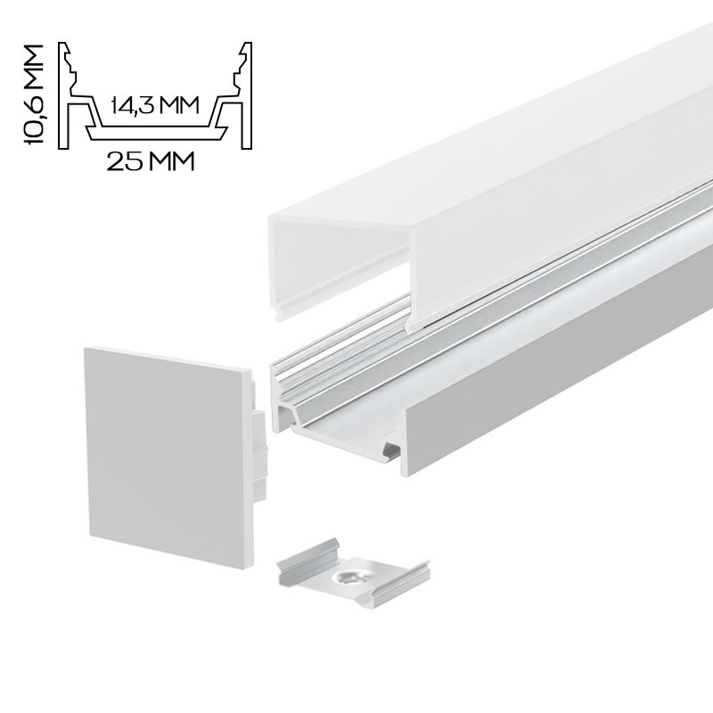 KING LED | Profilo in Alluminio anodizzato da 2 metri per strisce LED