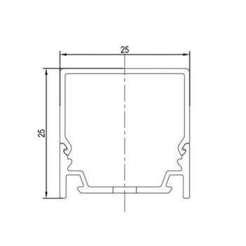 2510-Q Aluminium Profile for Led Strip - Anodised 2mt - Complete Kit