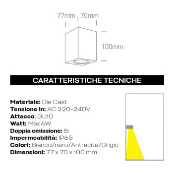 Wall light with GU10 socket Garden series 220V IP65 - Anthracite Die Cast