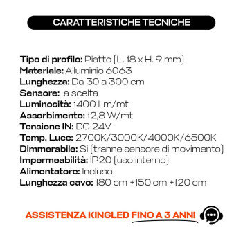 Barretta LED su misura per sottopensili, piano cottura e piani di lavoro