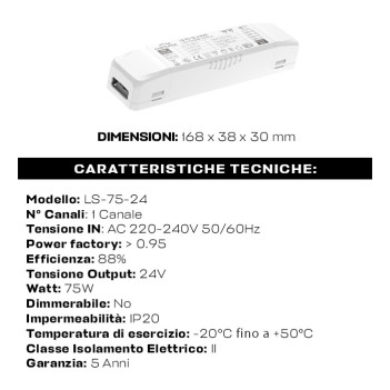 Alimentatore Eaglerise LS 75W 24V - LI EXC LS-75-24