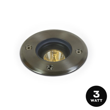 INOX316L Recessed Walk Light 3W 210lm 230V IP67 Light Angle 5°-20° - Round Hole 90mm