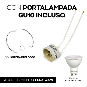 Doppio Portafaretto in Gesso da incasso a soffitto rettangolare K0628/2 - Con attacco GU10