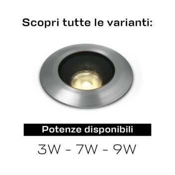 Segnapasso da Incasso Calpestabile 9W 720lm DC 24V Serie DarkLight IP67 - Rotondo Foro 70mm