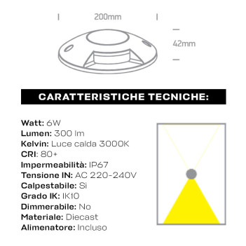 Walklight 6W 300lm 230V SURFACE Series IP67 Side Light - Round