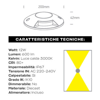 12W 600lm 230V SURFACE Series Bi-Directional Light IP67 - Round