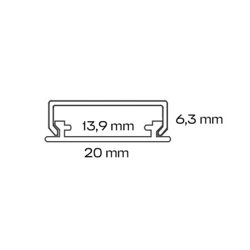 Aluminium Folding Profile 2203 for Led Strip - Anodised 2mt - Complete Kit