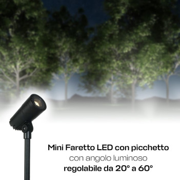 Faretto da Giardino con Picchetto 11W 500lm 20-60D Zoomabile 230V IP65 Nero - Garden Spot