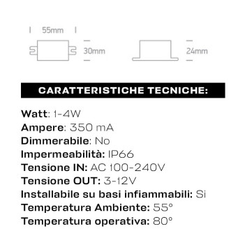 Led Power Supply 1-4W Constant Current 350mA Voltage Range 3-12V IP66