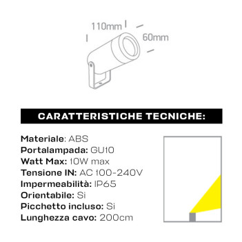 Faretto da Giardino con Picchetto con Attacco GU10 IP65 Antracite - ABS Garden Spot