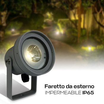 Faretto da Giardino con Picchetto 9W 700lm 35D 230V IP65 Antracite D115mm - Garden Spot